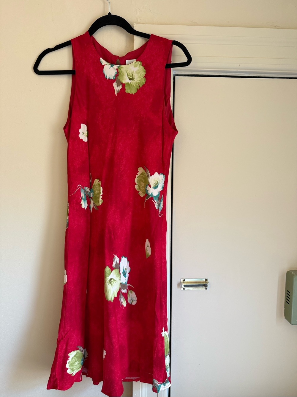 Vintage Red Floral Sleeveless Dress